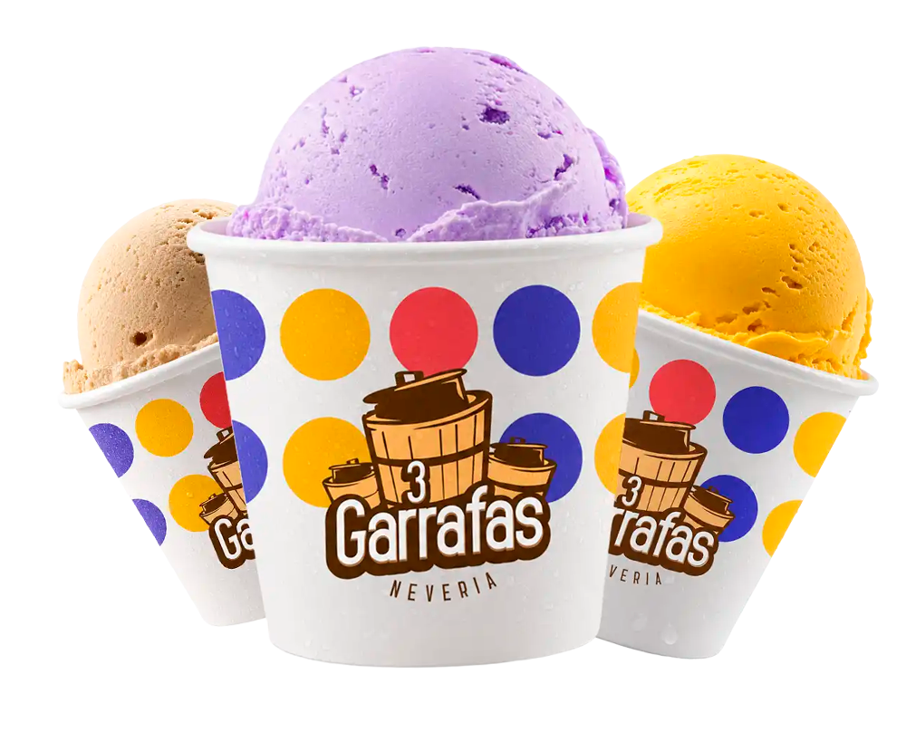 Tres helados coloridos